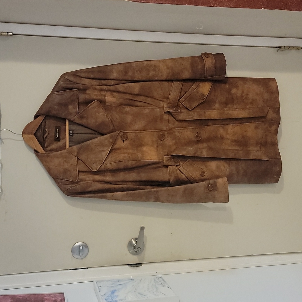 Leather trench coat